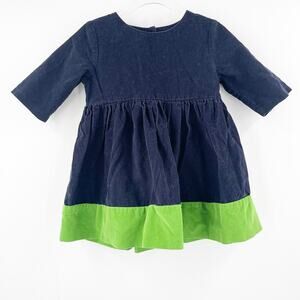 BELLA BLISS Dress Size 3 Boutique Corduroy Green Navy Toddler Girl Prep Holiday